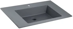Тумба с умывальником Symbolite Манхэттен 100 Plus 2 ящика + Line 100x48 (белый матовый/серый шелк) — фото 2