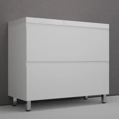 Тумба с умывальником Symbolite Манхэттен 100 Plus 2 ящика + Line 100x48 (белый матовый/серый шелк) — фото 5