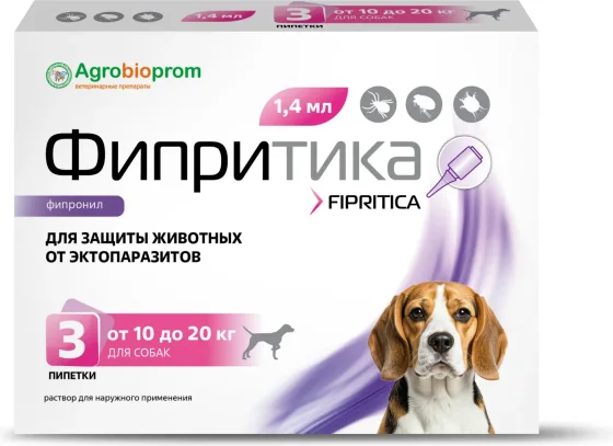 Капли от блох Pchelodar Фипритика для собак 10-20кг (3шт)