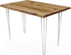 Обеденный стол Buro7 Грасхопер с обзолом и сучками 120x80x75 (дуб натуральный/белый) — фото 1
