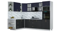 Кухонный гарнитур Interline Мила Шато 1.88x2.8 ВТ LV (индиго/черный/белый гранит) — фото 1