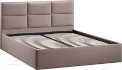 Двуспальная кровать ТриЯ Стелла Тип 1 c ПМ и заглушиной 160x200 (велюр мокко темный) — фото 2