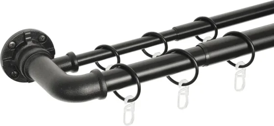 Карниз для штор UG HOME Раздвижной 2-рядный / 2КР-153-360-Ч (черный, 1.53-3.6м)