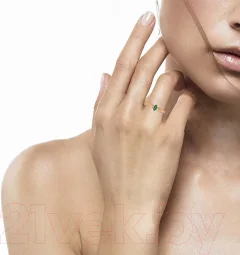 Кольцо из розового золота ZORKA 2D2087.14K.R (р.16.5, с бриллиантом и изумрудом) — фото 8