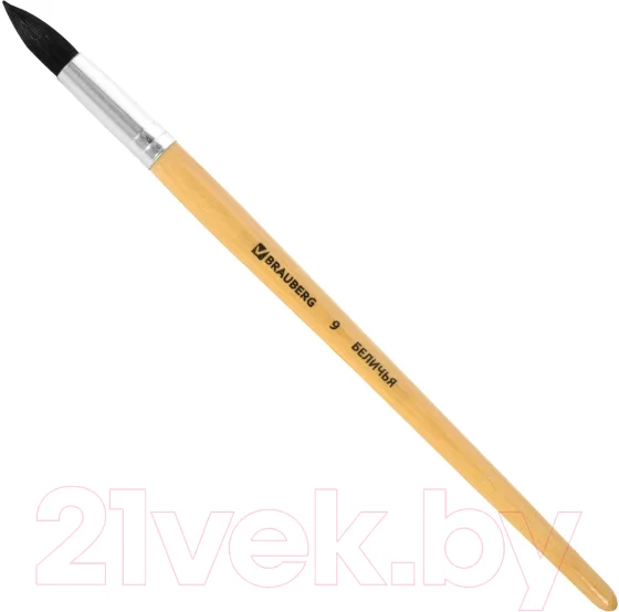 Кисть для рисования Brauberg Белка №9 / 200186 (круглая)
