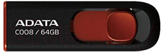 USB flash накопитель A-data C008 Black-Red 64 Гб (AC008-64G-RKD)