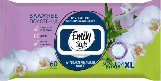 Влажные полотенца Emily Style антибактериальные (60шт)