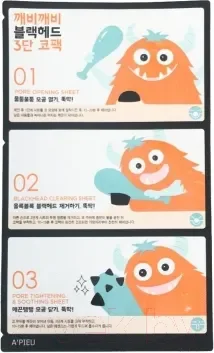 Набор масок для лица A'Pieu Goblin Blackhead 3-step Nose Sheet Маска-патчи для носа
