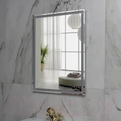 Зеркало Пекам Greta 80x100 / greta-80x100scl (с подсветкой, сенсором на прикосновение и часами) — фото 4