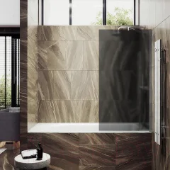 Стеклянная шторка для ванны MaybahGlass MGV-85-5ш (графитовое матовое стекло/хром матовый) — фото 2