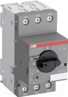 Выключатель автоматический ABB MS116-12 12А 5.5кВт 25кА / 1SAM250000R1012 — фото 1