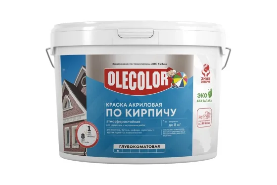 Краска Olecolor Акриловая атмосферостойкая по кирпичу (3кг, песочный)