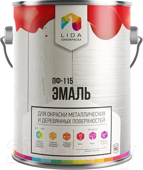 Эмаль Lida Optima ПФ-115 (20кг, коричневый)