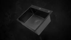 Мойка кухонная Astir PVD Black 60x50B (с сифоном, дозатором и коландером) — фото 8