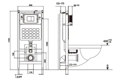 Унитаз подвесной с инсталляцией Abber Rechteck AC1201-AC0105-AC0120MW (с кнопкой смыва) — фото 8