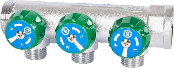 Коллектор отопления Stout ЕК SMB 6850 1"x3/4" / 13689 (с регулирующими вентилями)