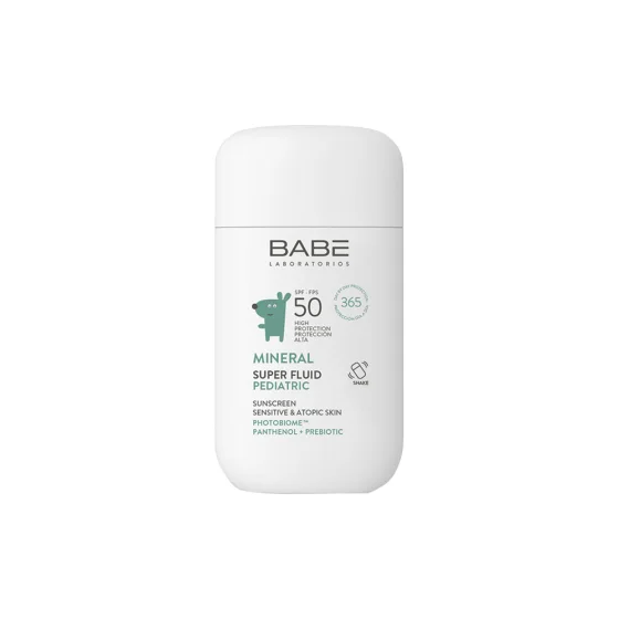 Флюид солнцезащитный Laboratorios Babe Детский минеральный для лица SPF50 с пантенолом и пребиотиком (50мл)